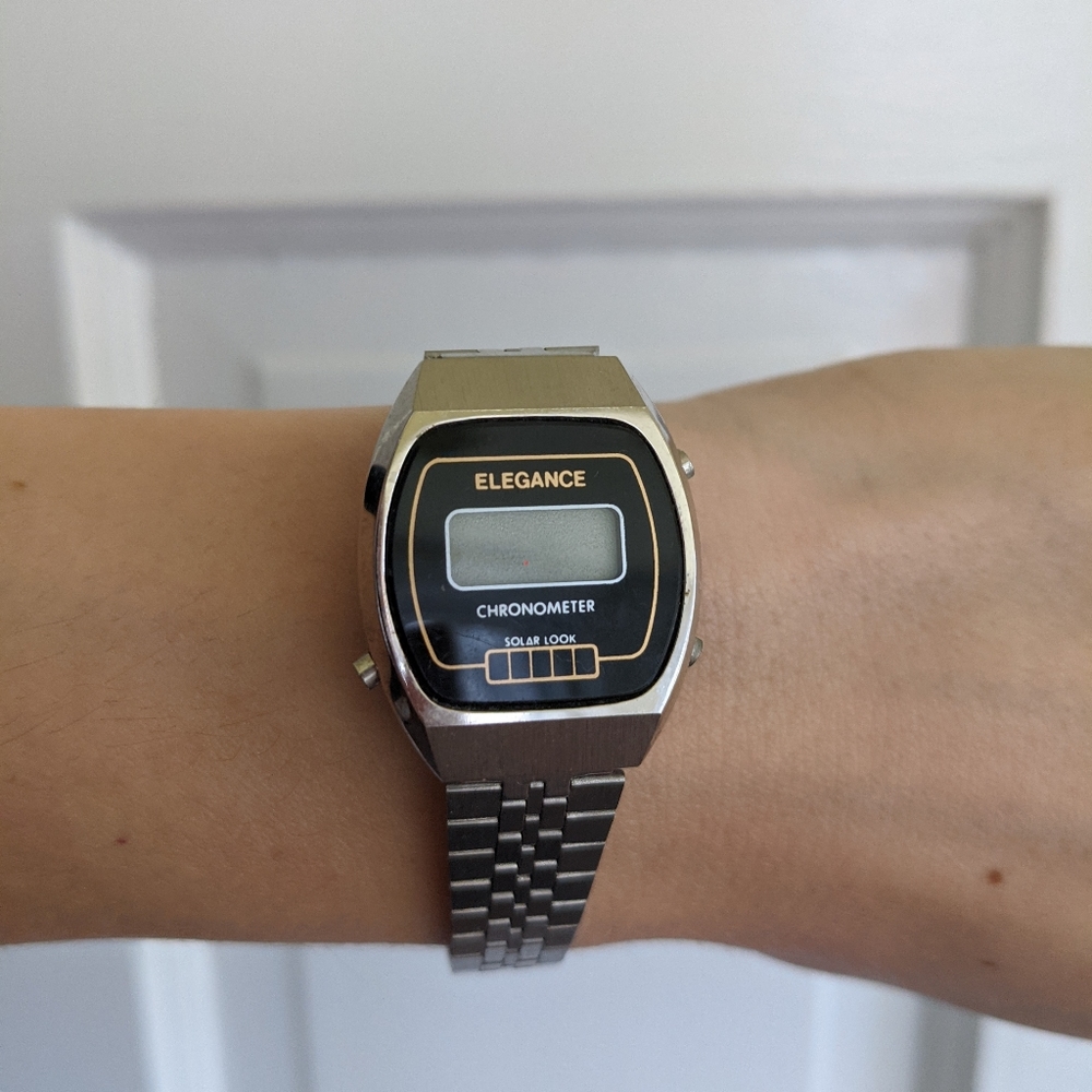 Vintage Retro Silver Hipster Digital Watch